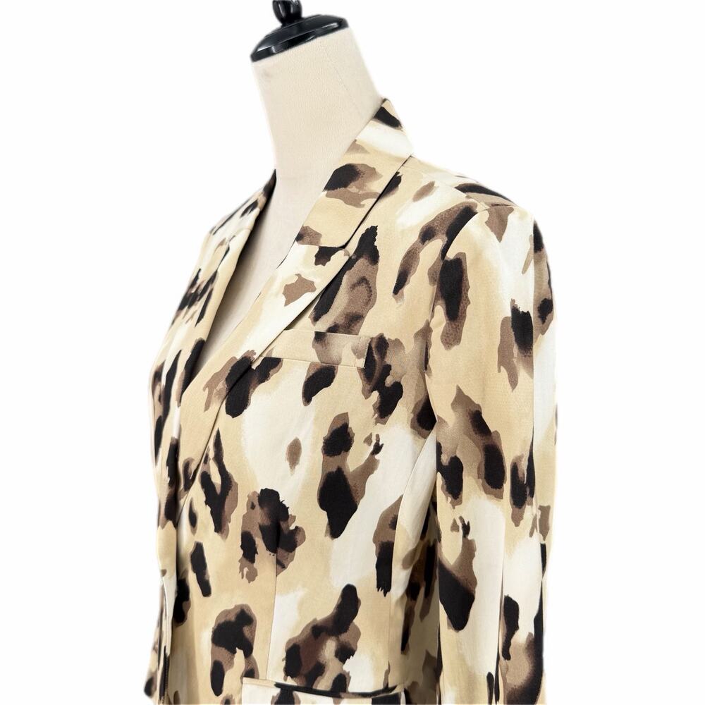 Chico’s NEW Sz 0 Tan Animal Print Workwear Office Corpcore Chic Blazer Jacket - Picture 5 of 11